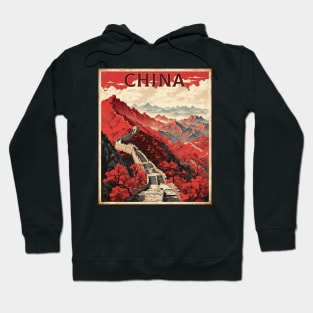 The Great Wall of China Vintage Poster Tourism Hoodie
